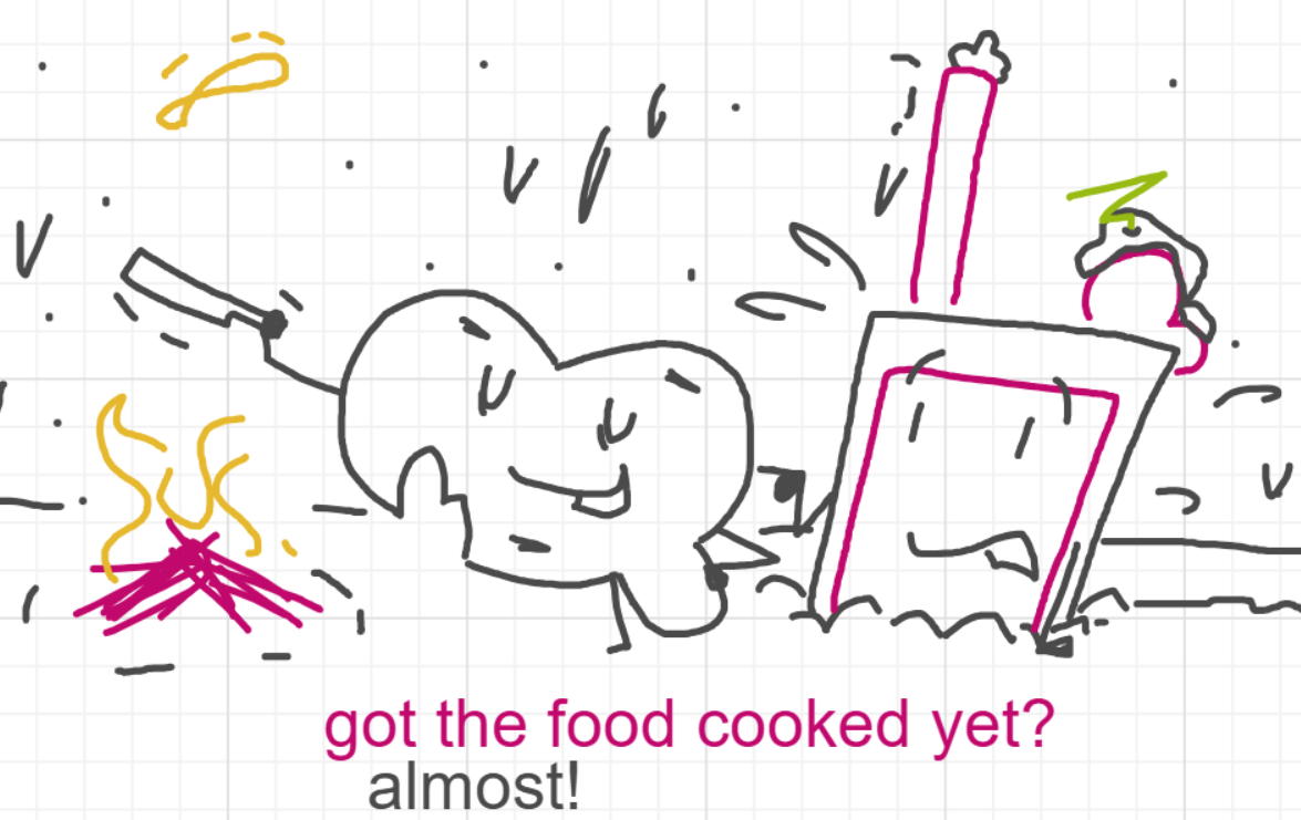 A panel from I've Been Everywhere, Man, episode nine of the Board Boards object show by Furretwalk/WalkingFurret.